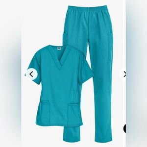 Teal Blue Empire Trend Premium Medical Scrubs Set - Stylish & Comfortable